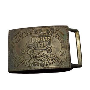 Brass Henry Ford Automobile with Model T Vintage Ford Belt Buckle
